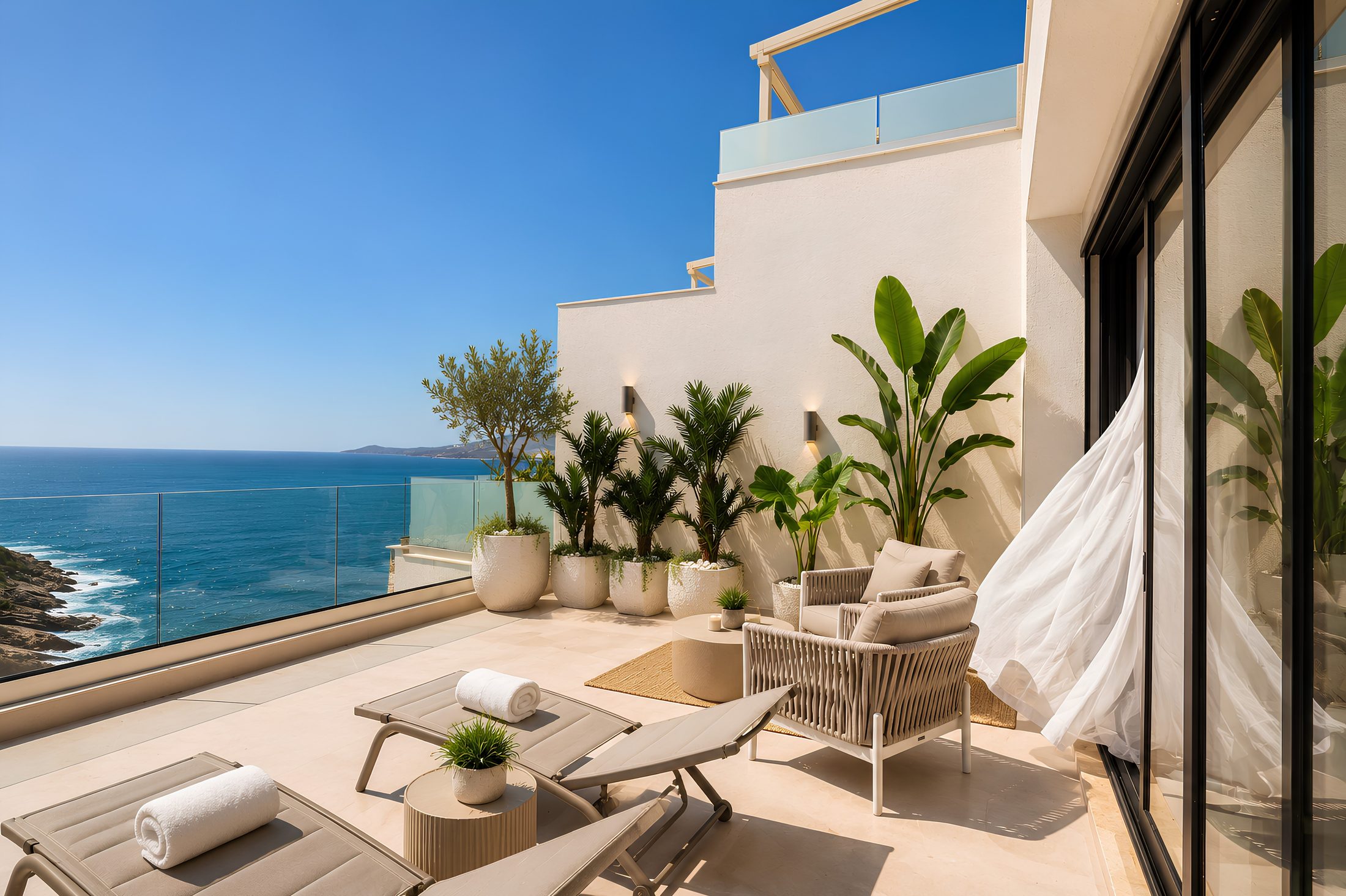 Sea-view terrace overlooking the Saranda coastline