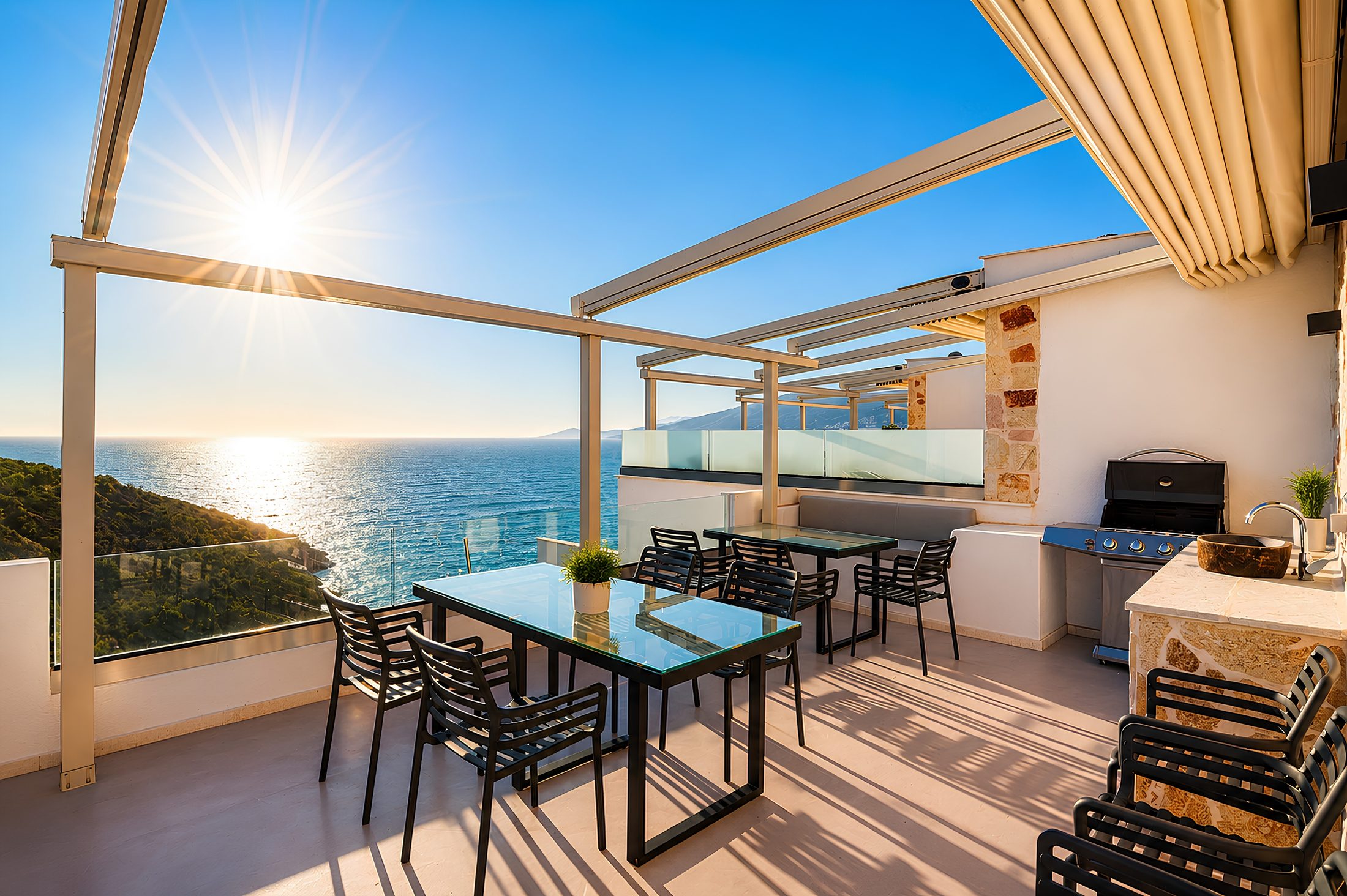 Sunset dining on the sea-view terrace